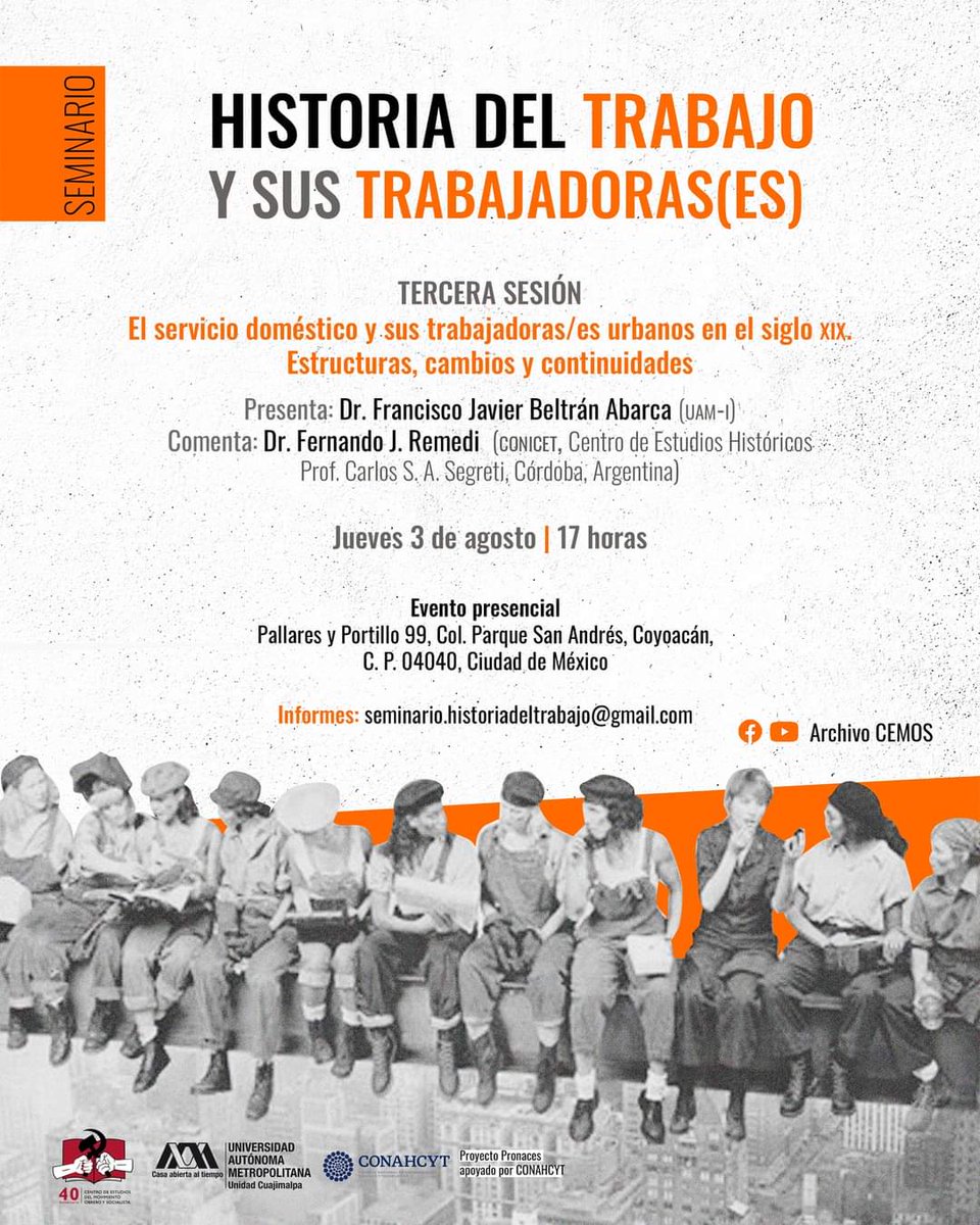DcshUam's tweet photo. Segunda sesión del Seminario: Historia del trabajo y sus trabajadores.

Invita: #CEMOS y División de Ciencias Sociales y Humanidades (UAM Unidad Cuajimalpa).

#SoyUAM https://t.co/KSKqiTr08Q