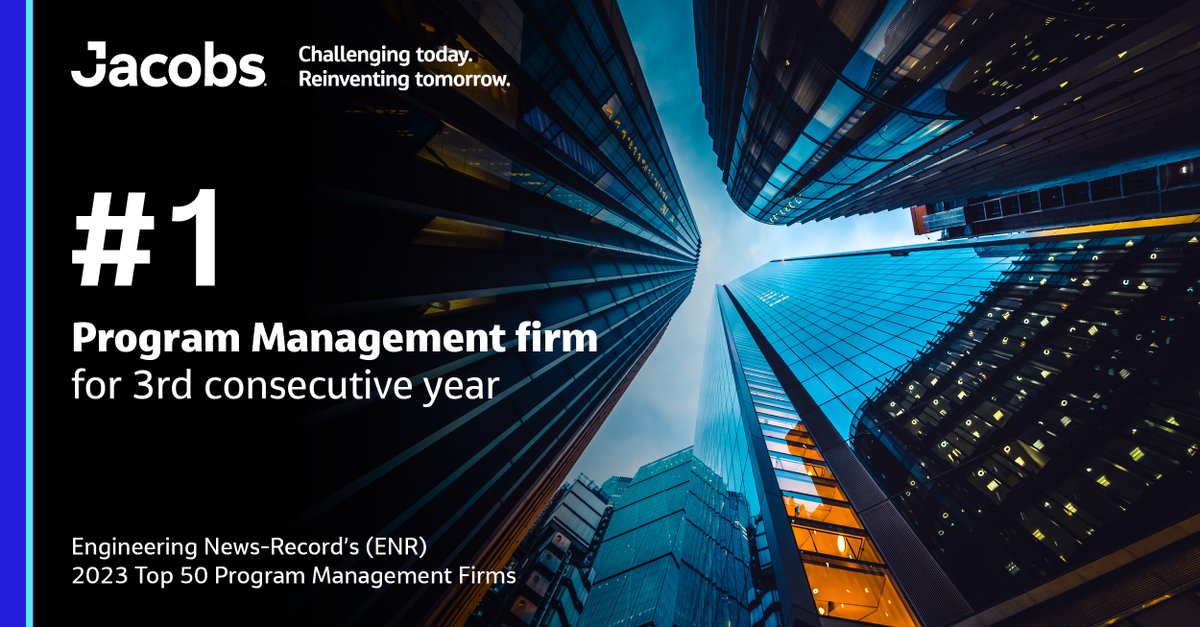 JacobsConnects's tweet photo. #OurJacobs team’s diligence and drive is showing! We’ve been named by ENR as the No. 1 #ProgramManagement firm globally for the third consecutive year! 

Learn more here 👇

https://t.co/sGOwP9qRn2

#BoldlyMovingForward #BeyondExcellence #BeyondIf  #ProgramManagement https://t.co/L8rAyovP03