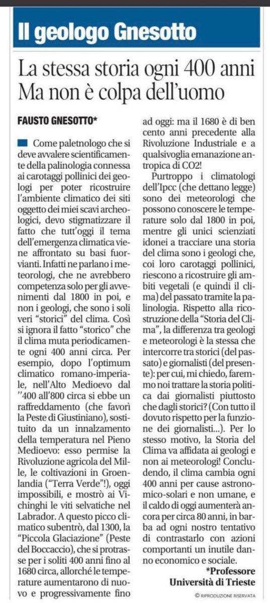 LucaMarcoRasia's tweet image. #climatepropaganda Secondo i geologi ogni 400 anni il clima cambia radicalmente