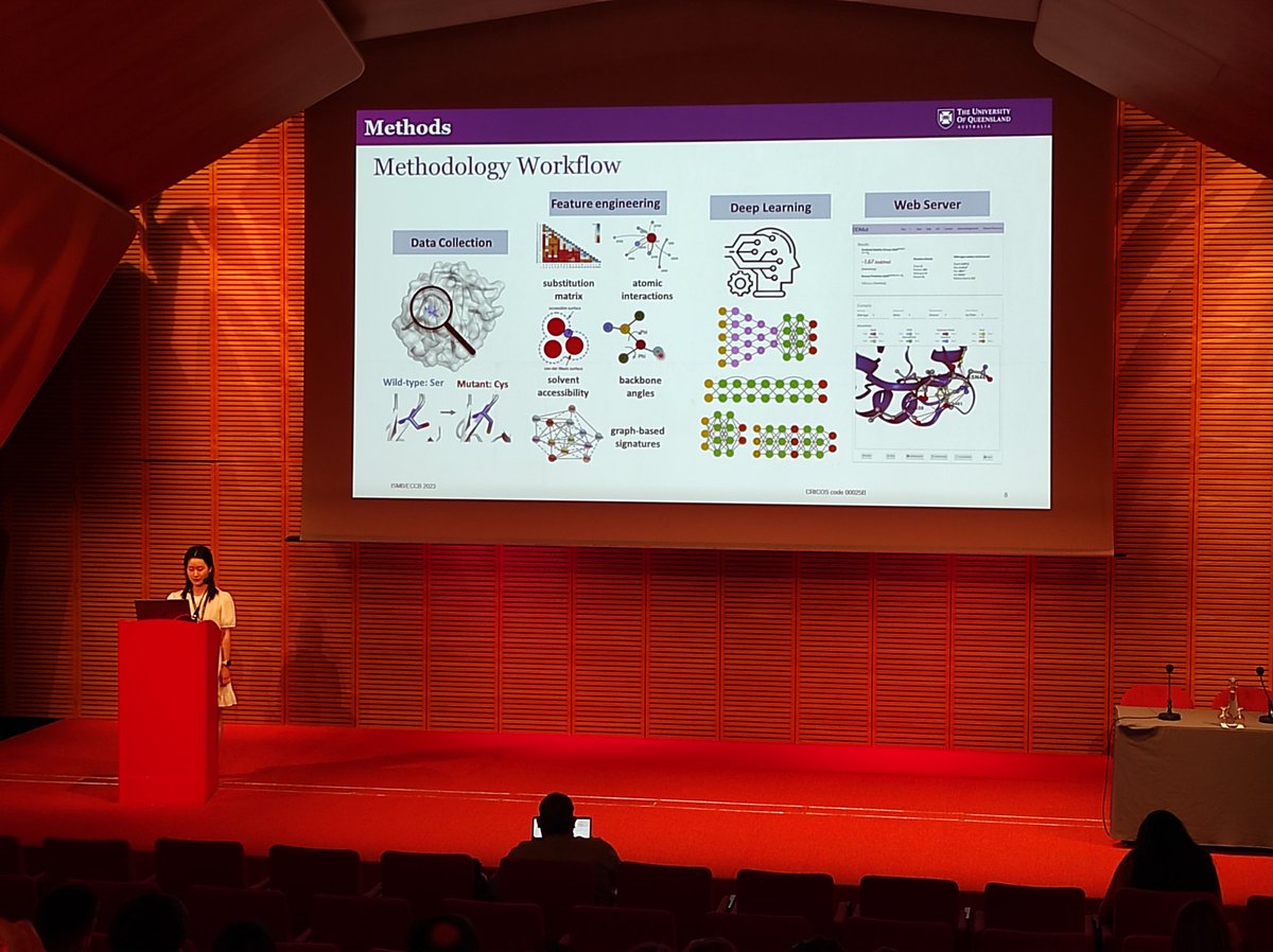 scfragkoul's tweet photo. A great talk about  #DDMut deep learning algorithm for the effect of mutations on protein stability, was given today by @YunzhuoZhou at #ISMBECCB2023!  Very interesting work! 👏 https://t.co/RR3KwJ7WQS