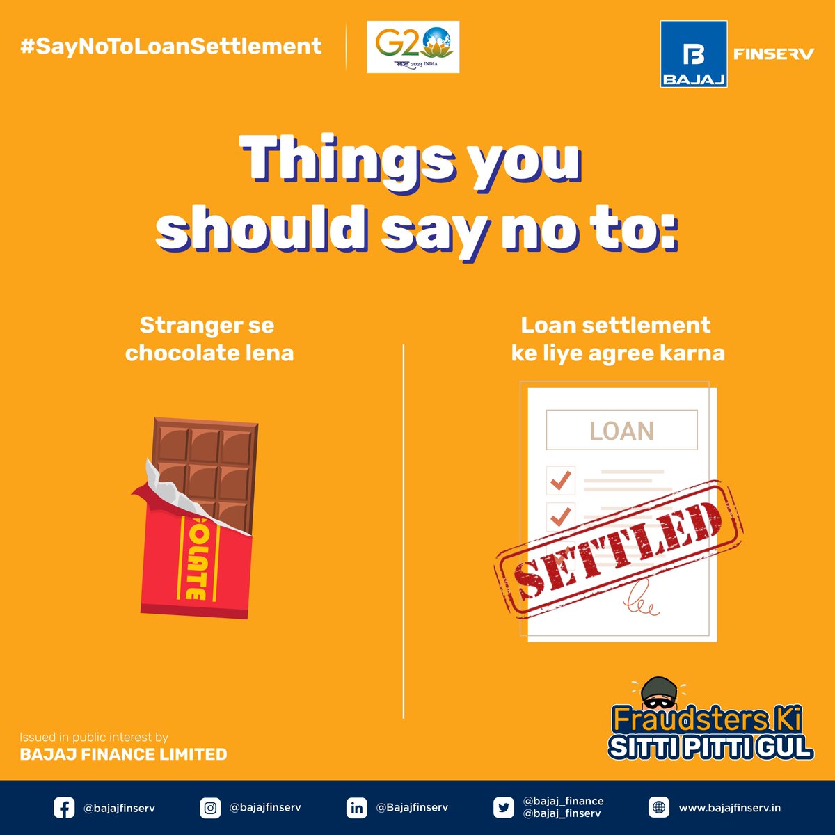 Bajaj_Finance's tweet photo. Smart wahi jo decisions le sahi!

Apne credit score ko rakho good aur loan settlement ko kaho, “goodbye!”👋 (1/2) https://t.co/VUnmBf4H2N