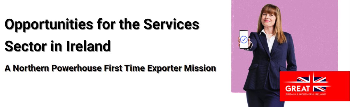 Could your #service business gain more customers in Ireland?

This Sept join <a href="/biztradegovuk/">Department for Business and Trade</a> mission to explore opportunities for service sector firms in Ireland. The mission is aimed at firms who are new to selling internationally.

Register Interest Now>> ow.ly/iQlo50PkGQA