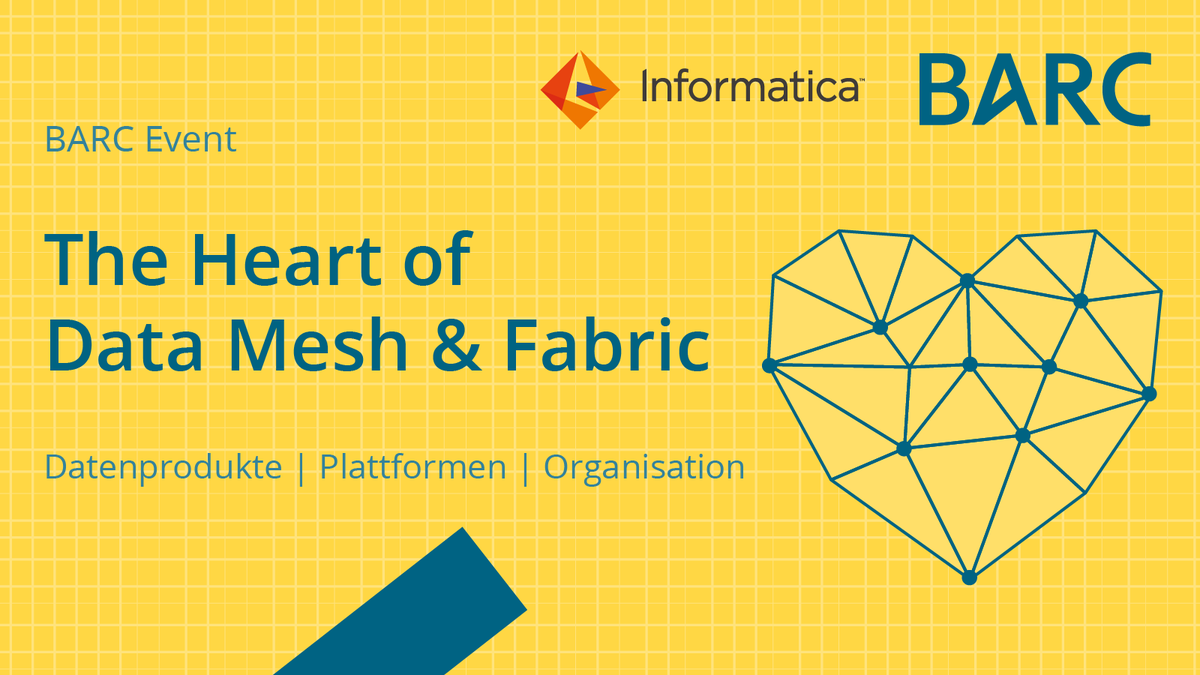 Informatica_DE's tweet photo. Wir freuen uns, beim BARC Event in Würzburg dabei zu sein.

Unser Vortrag "Die Evolution von Datenarchitekturen: Wie Data Fabric und Data Mesh das Datenmanagement transformieren" findet am 28. September statt.

Team @Informatica freut sich auf euren Besuch.

#data #datamesh https://t.co/dxMPIJzNjq