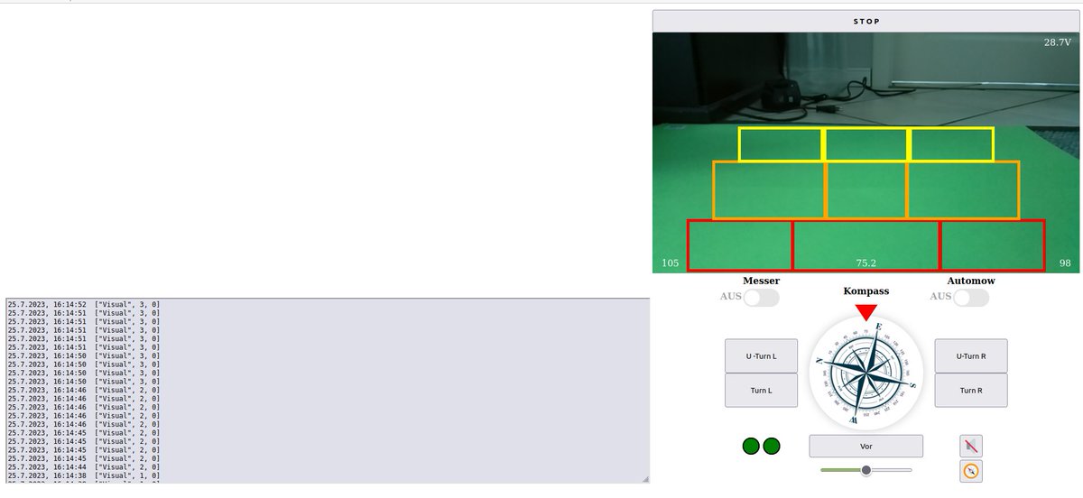 ullisun58's tweet image. Today I defined Frames in the css file to visualize the obsticals in front of my Alko Mower Nickname #hybrid based on Pi 3 with #PIMOWBOT IT SW.  The SW is able to react depends  in which frame the obstical  was detected.
@TGD_Consulting  #Robotics  #Python