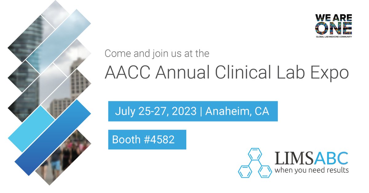 limsabc's tweet photo. See you at #2023AACC booth 4582! #LIS #AACC #CLINICAL #LABORATORY https://t.co/vRPCbIzj5f