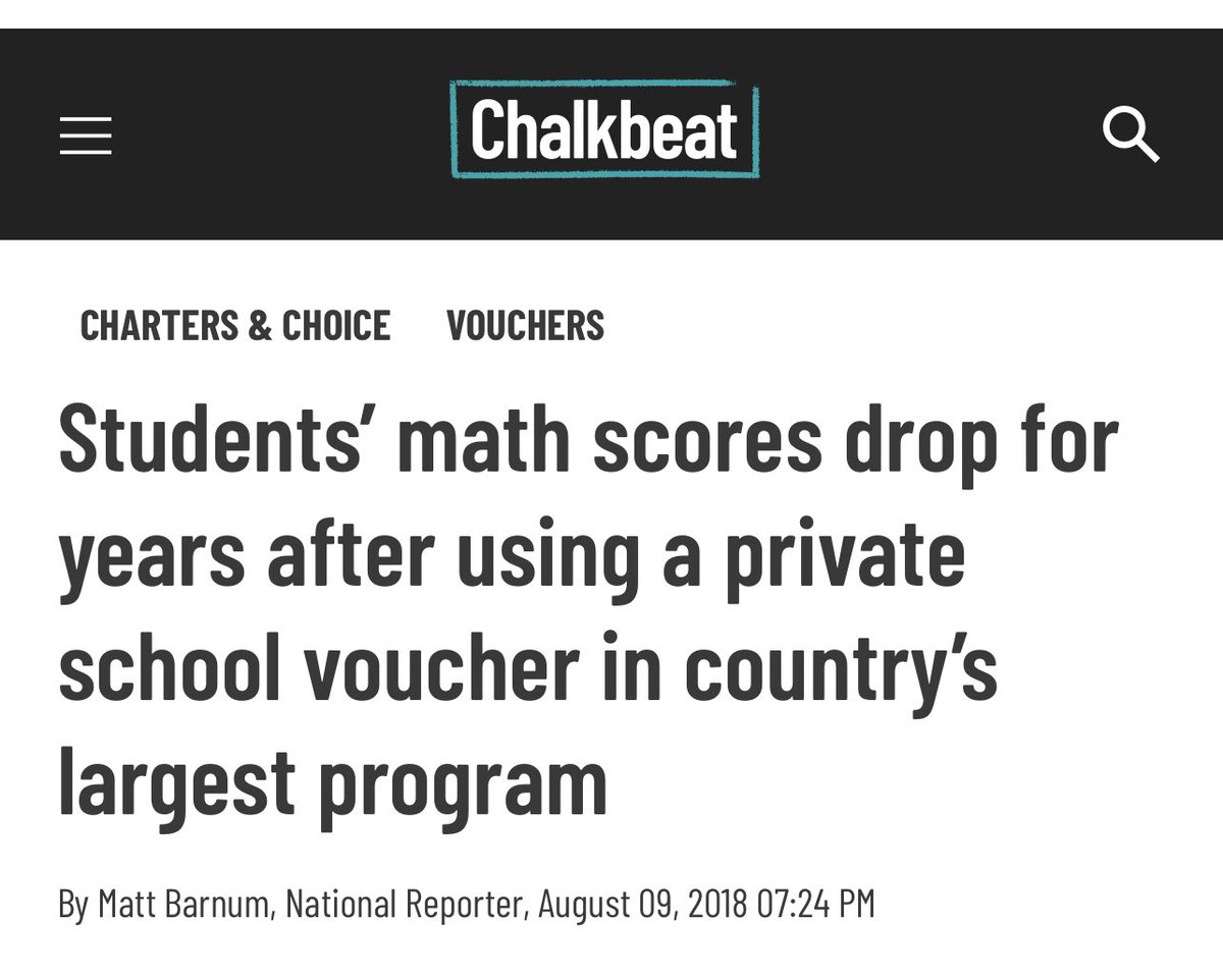 The fact that #schoolvouchers advocates won’t accept basic accountability to get a deal done is the tell:

After racing 1998-2005 to set up early evaluations of small pilot versions they now oppose any oversight

Why? They know the results from the last decade are horrific #pagov
