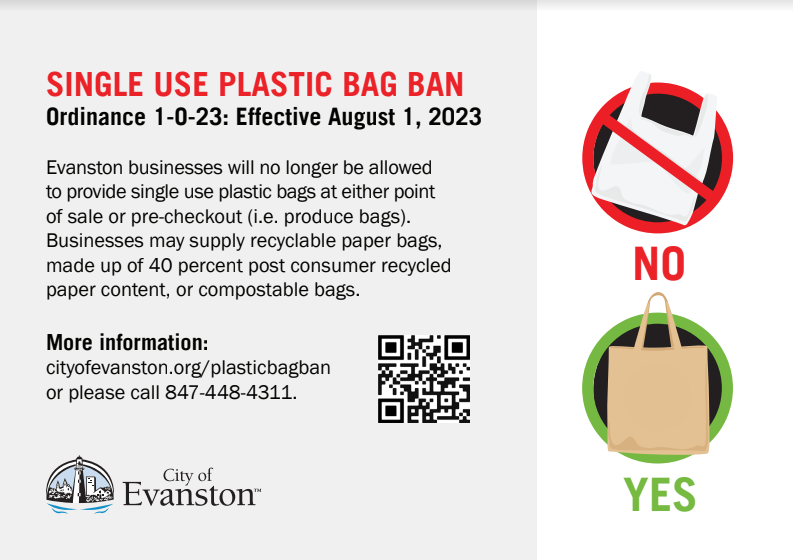 📢 Choose to reuse! As of August 1, 2023, you will need to bring your own bag when shopping at many stores in Evanston. Learn more ▶ bio.