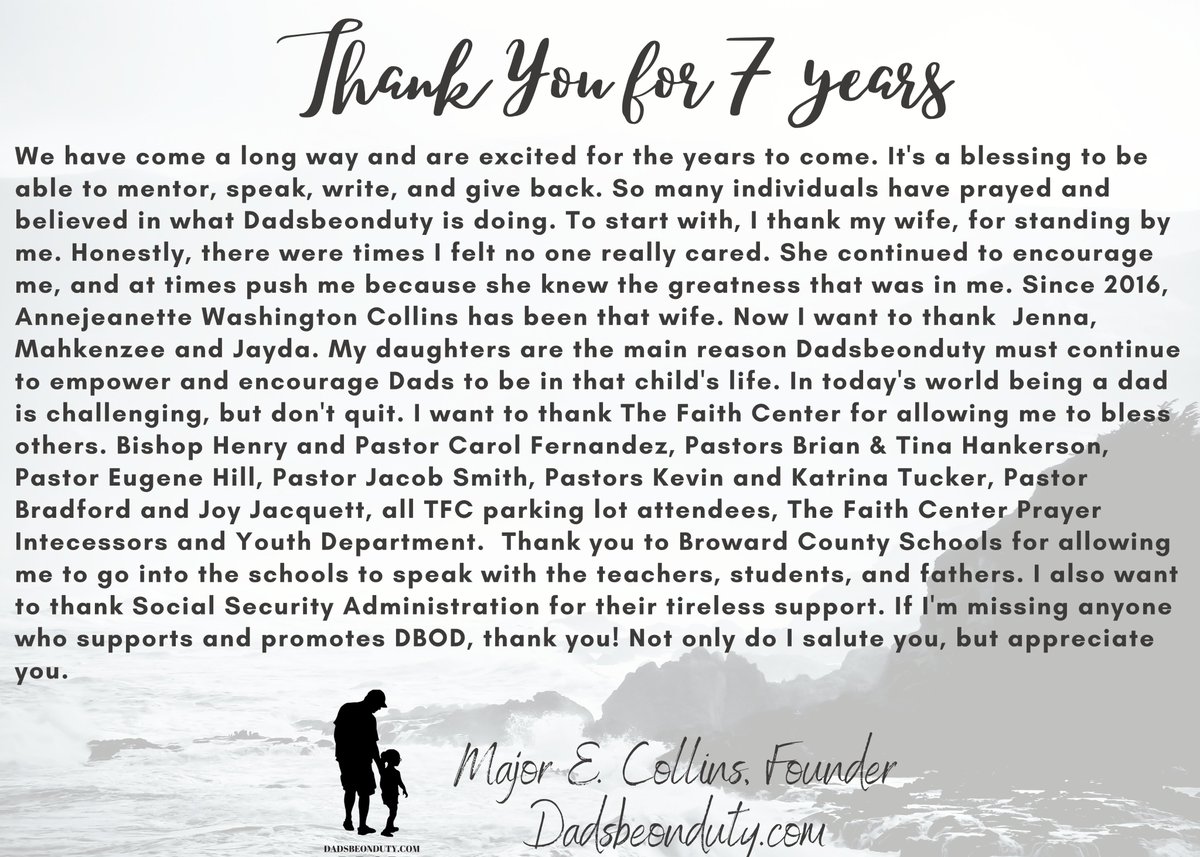 Thank you 7 amazing years from Dadsbeonduty.com

<a href="/dwatkins1/">David Watkins</a> <a href="/ABurgessEdu/">Antonio Burgess,Ed.S</a> <a href="/HenryFernandez/">Henry Fernandez</a> @Kevinmtuckerfl <a href="/Brianhankerson1/">Brian hankerson</a> <a href="/MTLBCPS1/">MTLBCPS</a> <a href="/5000RoleBCPS/">5000RoleModelsBCPS</a> <a href="/TheFaithCenter/">TheFaithCenter</a> <a href="/DrFlem71/">Dr. Jermaine Fleming</a> <a href="/principalvoices/">Valerie Smith Wanza</a> <a href="/DrNicoleNearor/">Dr. Nicole Nearor</a> <a href="/CreekMagnet/">Coconut Creek High</a> <a href="/CreekFootball1/">Coconut Creek FB</a>