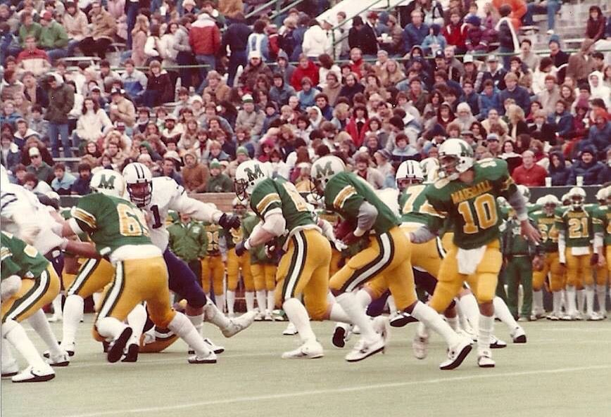 Eastrise18's tweet photo. Here is the jersey design I teased. An inspiration from these old Marshall uniforms. Yes my eyes hurt from looking at this too don’t worry. This is what happens when boredom kicks in😂 https://t.co/AHy8YBxAE1