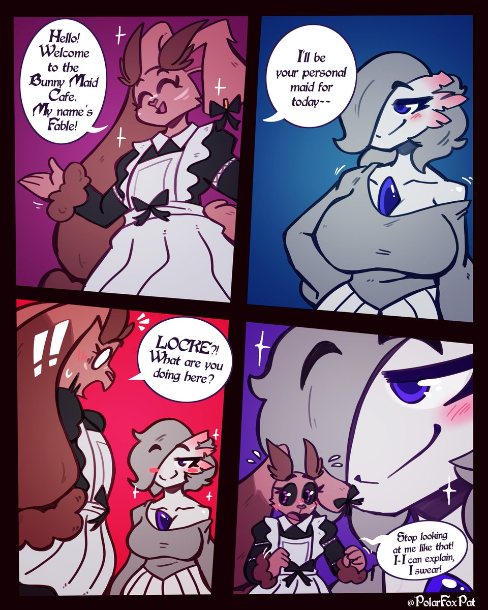PolarFoxPat's tweet photo. Comic for @UltimateKina &amp; @scruffball3249 💜💙❤️
Welcome to the Bunny Maid Cafe! https://t.co/Uf48XDcK4P