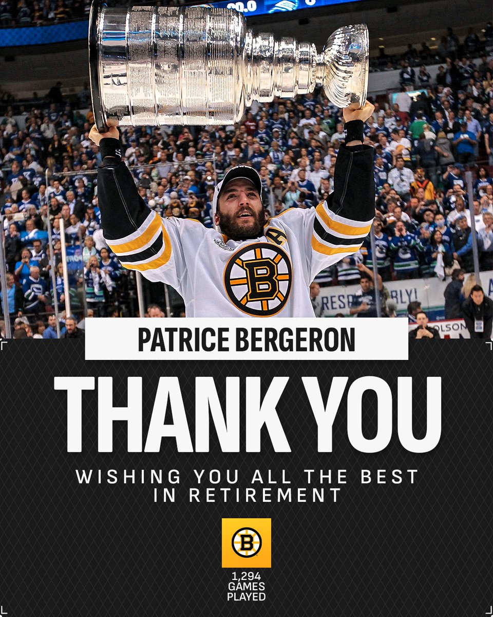 19 seasons. 1,294 games. All with the @NHLBruins. 💛 Congratulations on a legendary career, Patrice! 👏