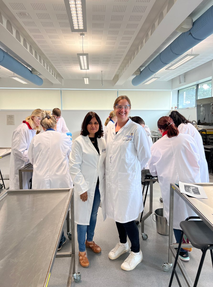 NCStateVetPAC's tweet photo. Day 2 of Dr Trivedi’s ANS 395 Animal physiotherapy course is going very well @HarperAdamsUni- basic anatomy, gait analysis limb dissection, clinical assessments done! @NCStateCALS &amp; @NCStateSciences students are busy all week with hands- on labs. @NCState https://t.co/rPBFpn9D67