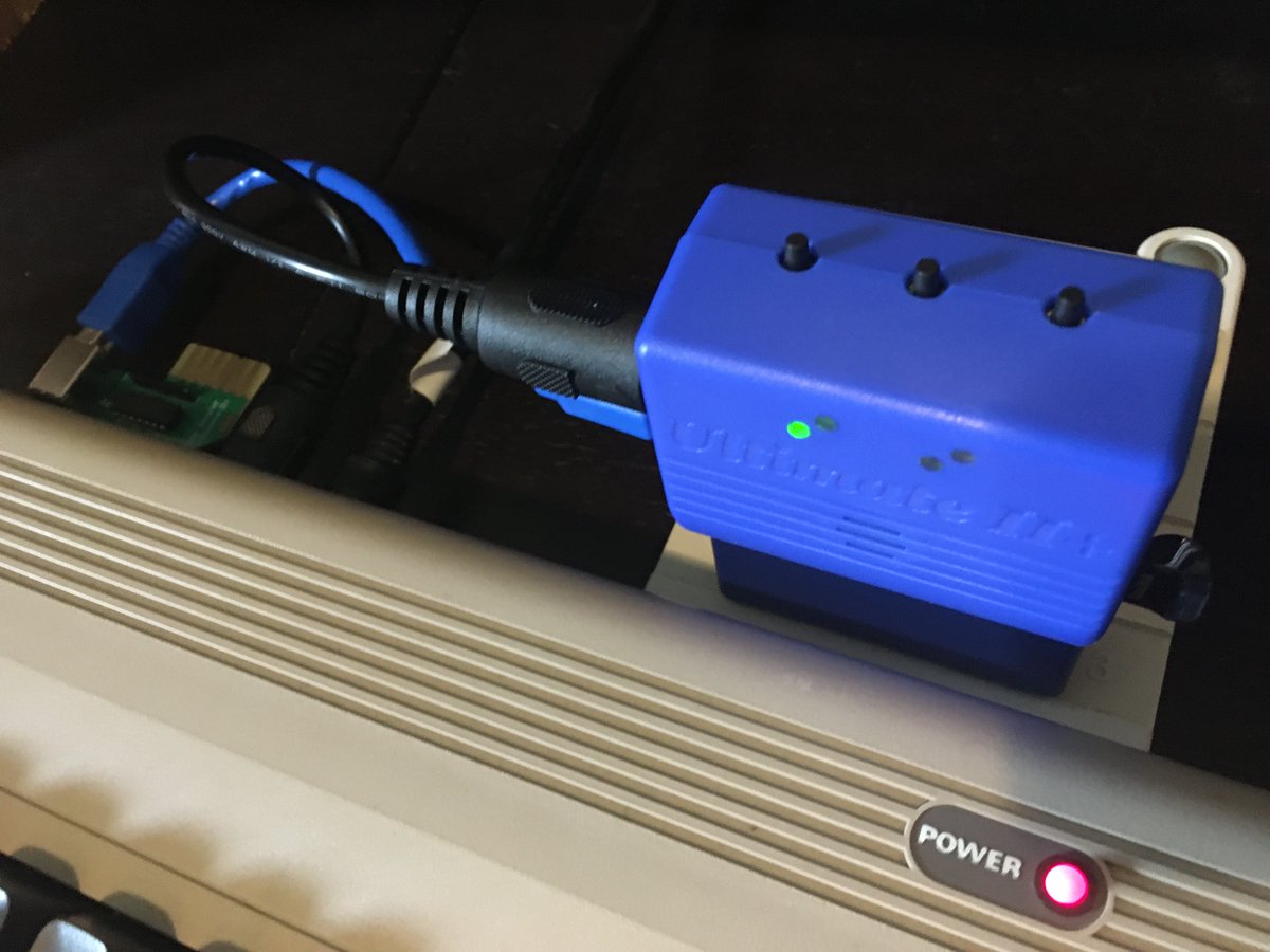 PS4Ron's tweet photo. The #UltimateII+L cartridge arrived today for my #Commodore64, this gives me all the options the #Ultimate64 have for my old #C64. This load all the games, demos, apps from USB. I can go online and connect to old BBS, &amp; it even have disk reading noises, fantastic stuff😎@pinnmans https://t.co/9niV5UTsKC