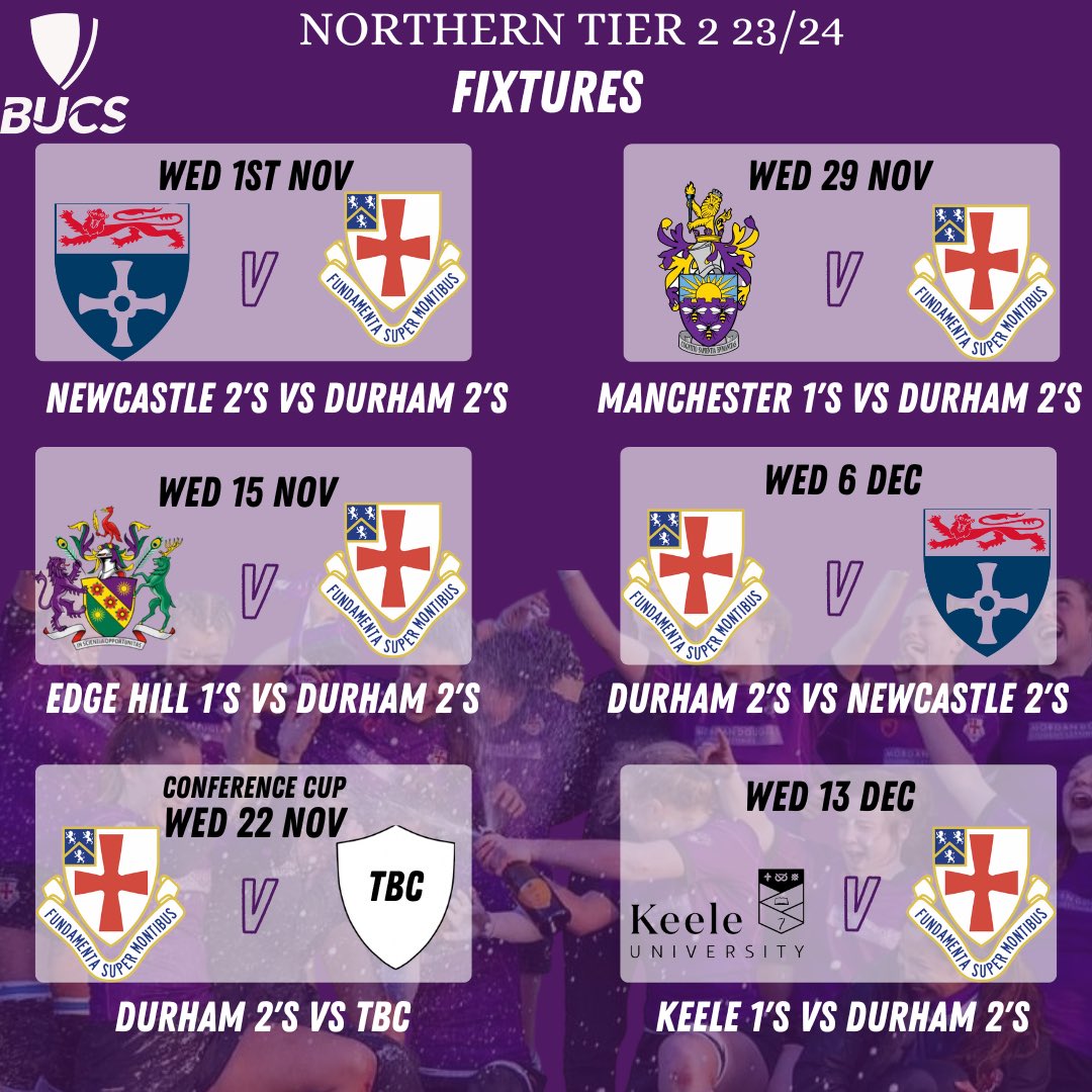 Here is our 2’s fixtures list!! 
Get them saved in your calendars 💜