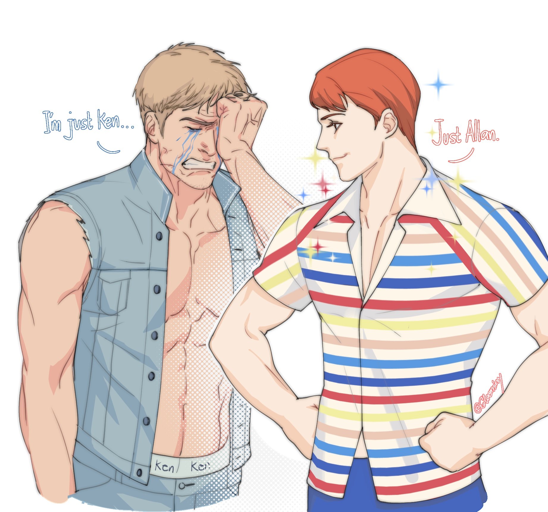 ninny 🦋 CLOSE COMMS will reopen again on X: Just virgin Ken and chad Allan #Barbie #fanart / X