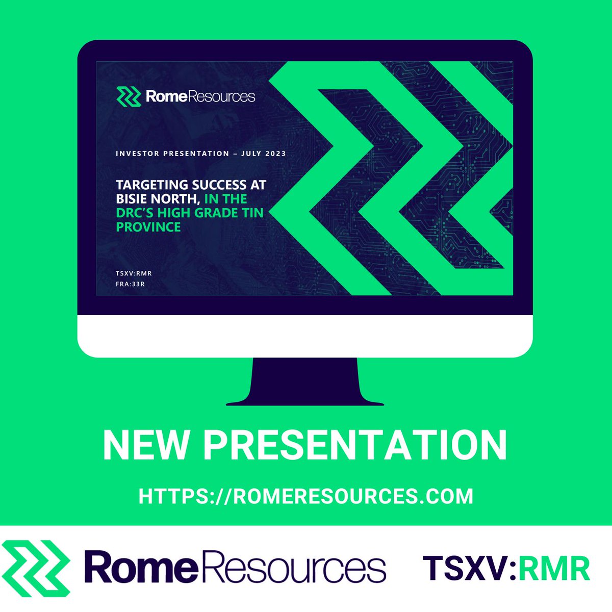 Rome_Resources's tweet photo. $RMR @Rome_Resources July 2023 Investor Presentation now available!
Learn more about the #tin mineralization discovered at the Kalayi prospect - which is similar to #Mpama North & South!
🔗https://t.co/ycSWL9FCv7 https://t.co/lo2U5jkHuf