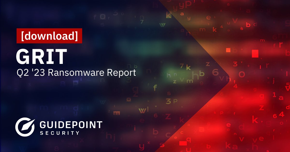 Q2 '23 GRIT Ransomware Report exposes emerging #ransomware groups you should look out for plus an extensive review of the overall ransomware landscape. Download the report today: guidepointsecurity.com/resources/grit… #cybersecurity #LockBit #MOVEIT