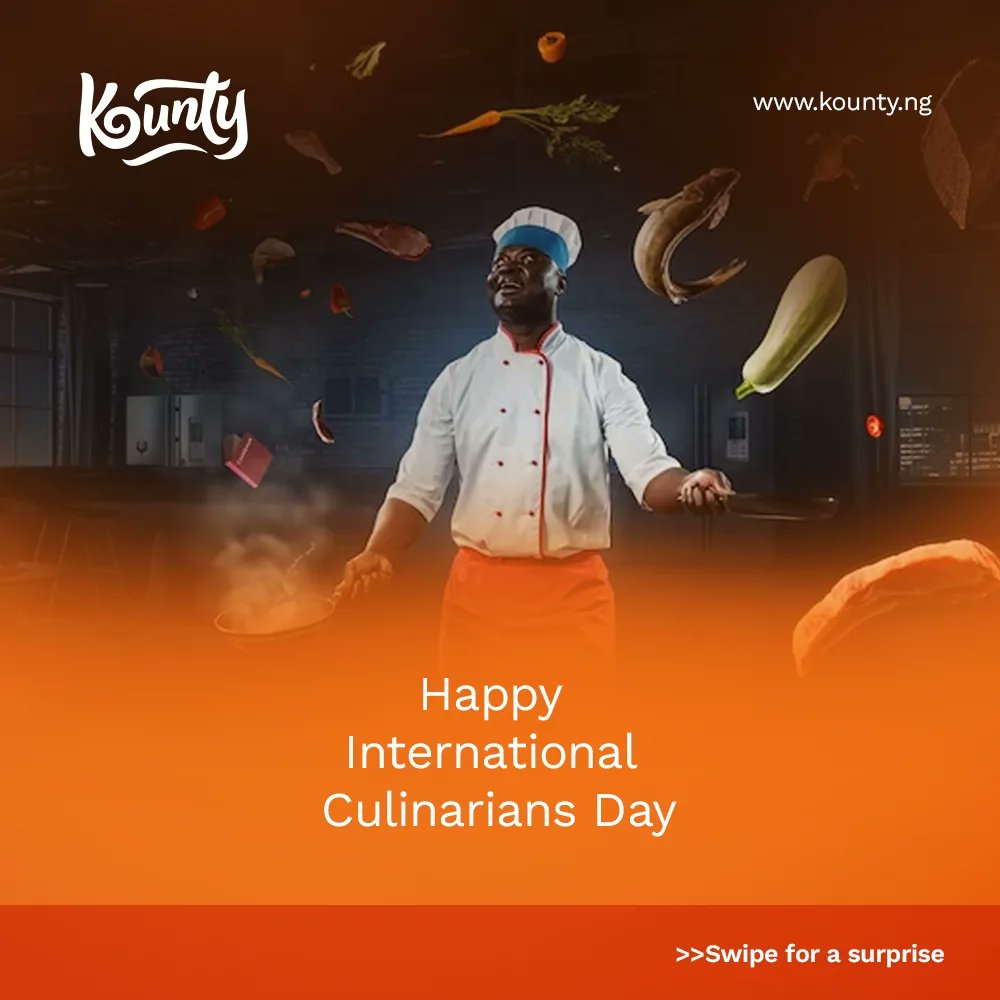 kounty_ng's tweet photo. Celebrate International Culinarian Day with Us! 🍽️
👉 Share Your Culinary Wisdom &amp; Win a Free Meal! 👈
What's the two most popular spices in the world? 🌟 Let us know for a chance to savor a delicious meal on us!🎉

#culinariansday #BBNaija
#kounty #happyculinariansday #foodlover https://t.co/PwIOwnUL5c