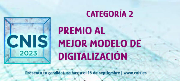 congresoCNIS's tweet photo. 🏆Continuamos presentándote nuestras categorías a los #PremiosCNIS23. En esta ocasión nos centramos en la categoría 2⃣ Premio al Mejor Modelo de Digitalización con un modelo real de despliegue integral  que garantice la hoja de ruta para la implementación de servicios digitales. https://t.co/K92OsgSPbP