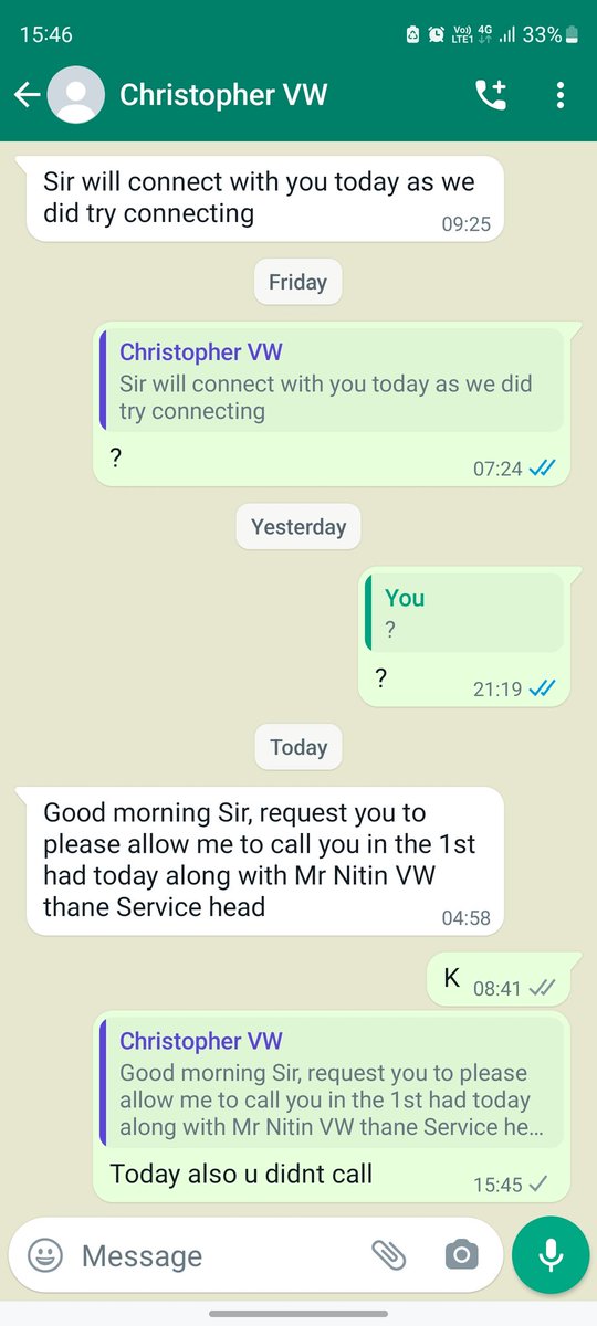Mayurg_80's tweet photo. @volkswagenindia No resolution for the issue reported since last 8 months. Team is non cooperative and not sensitive towards customers. Screenshot attached for reference. https://t.co/bYCRJsWoon