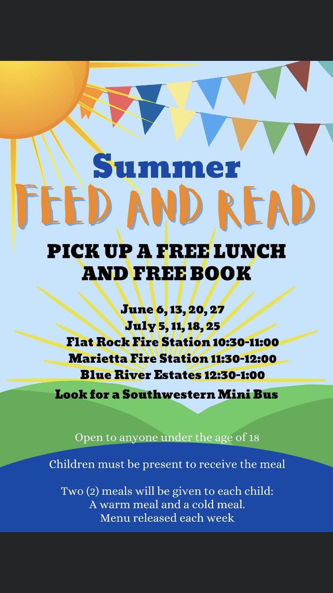 SWShelbySpartan's tweet photo. It is the final day of our Summer Feed and Read! The Kona Ice truck will once again be there to give out free snow cones to all of the children today! https://t.co/dYbURKqnMR