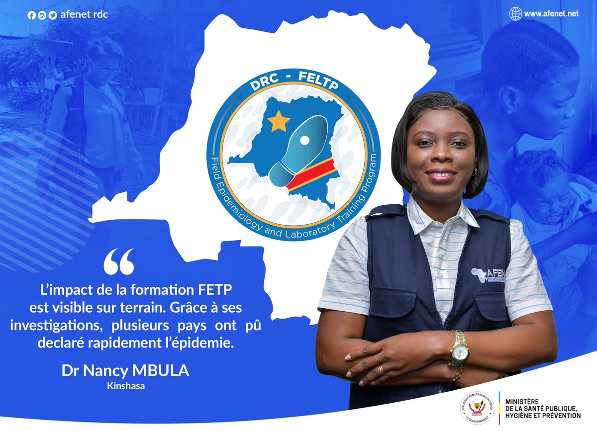 AfenetRdc's tweet photo. L'impact de la formation FETP est visible sur terrain. Grâce à ses investigations plusieurs pays ont pu déclarer rapidement l'épidemie. (Dr Nancy Mbula- Kinshasa). https://t.co/NLOBXMPslW