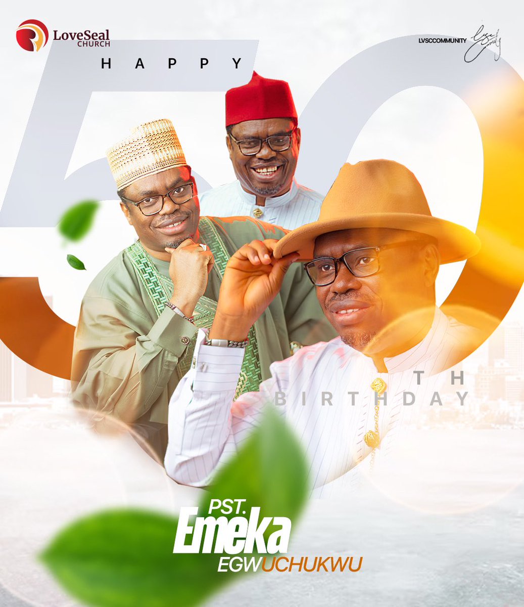 LoveSealChurch's tweet photo. IT’S 50 EVERLASTING, HEARTY CHEERS TO A MAN WE LOVE DEARLY - PASTOR EMEKA EGWUCHUKWU 🎉

Today, we celebrate 50 years of God's faithfulness and raising in a man! Our hearts rejoice for we too have partaken of this work of God weaved in His servant.

#LoveSealChurch
#July25th https://t.co/XFsqC4JgaI