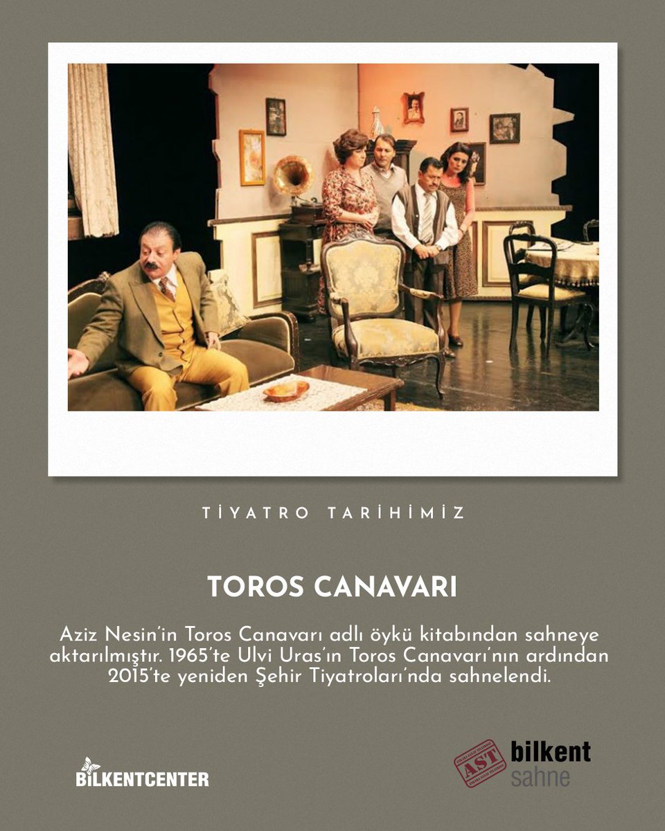 Aziz Nesin’in Toros Canavarı öyküsünden uyarlanan oyun tiyatro tarihimizde önemli bir yere sahiptir. #tiyatro #sanat #ankarasanattiyatrosu #AkademiAST #BilkentSahne #AST #BilkentCenter #Ankara