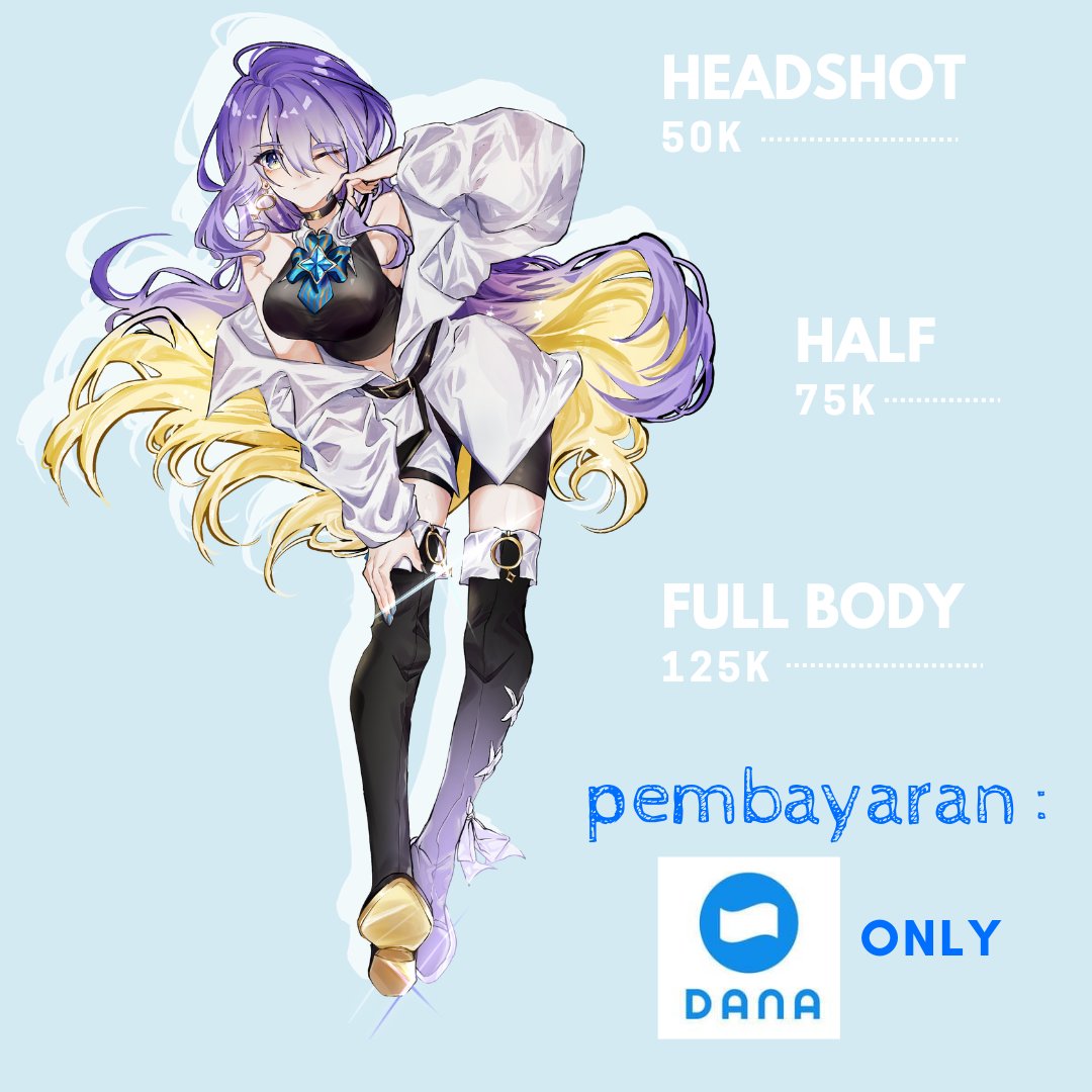 !!!OPEN COMMISION!!!   "INDONESIA ONLY"   HEADSHOT 50K HALF 75K FULL BODY 125K  ( Membutuhkan dana hehe )  JIKA TERTARIK SILAHKAN LANGSUNG DM  3 slot (0/3)  ෆ⁠╹⁠ ⁠.̮⁠ ⁠╹⁠ෆ  I didn't know that dana could be for outsider?  VIA EMAIL : solon2961@gmail.com