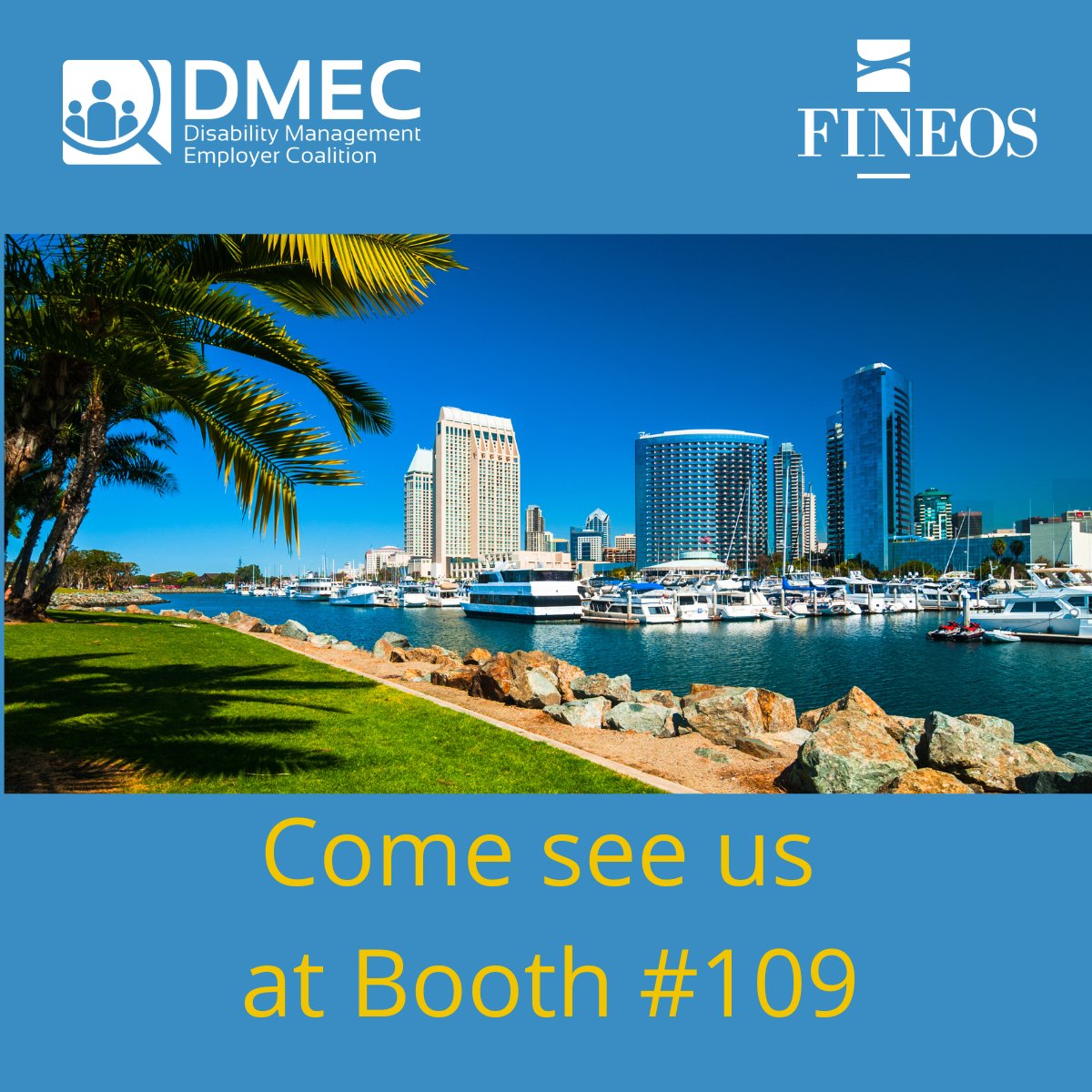 Are you going to the <a href="/DMECAbsenceMgt/">DMEC</a> Annual Conference Aug 14-17 in sunny San Diego? Visit <a href="/FINEOS/">FINEOS</a> at Booth #109 to learn how our fully integrated products can help you meet today’s requirements &amp; prepare for future innovation. 
okt.to/YJIRwB
#DMEC2023