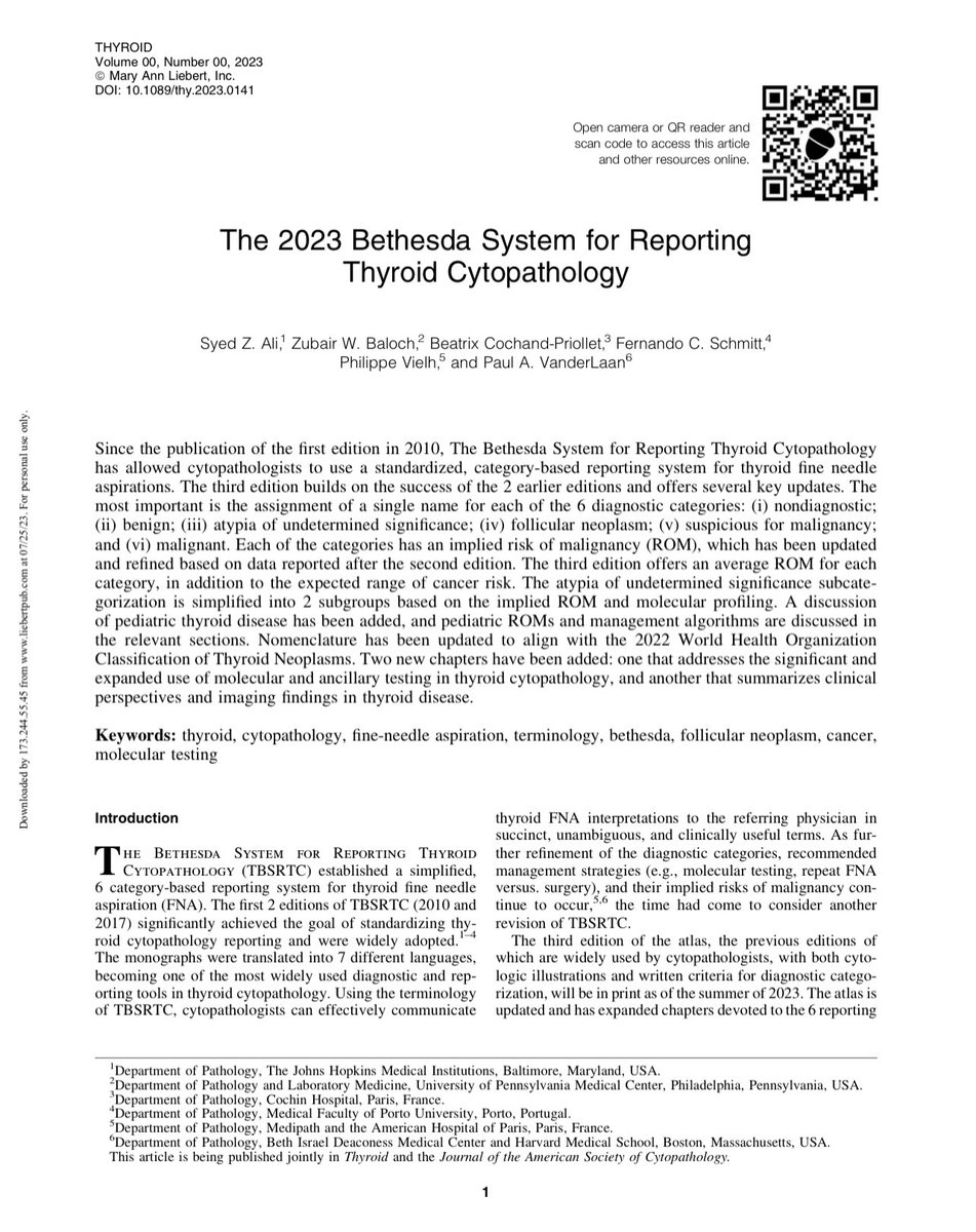 The 2023 Bethesda System for Reporting
Thyroid Cytopathology @thyroidjournal
 
#MISIRGlobalSurgery #SoMe4Surgery
