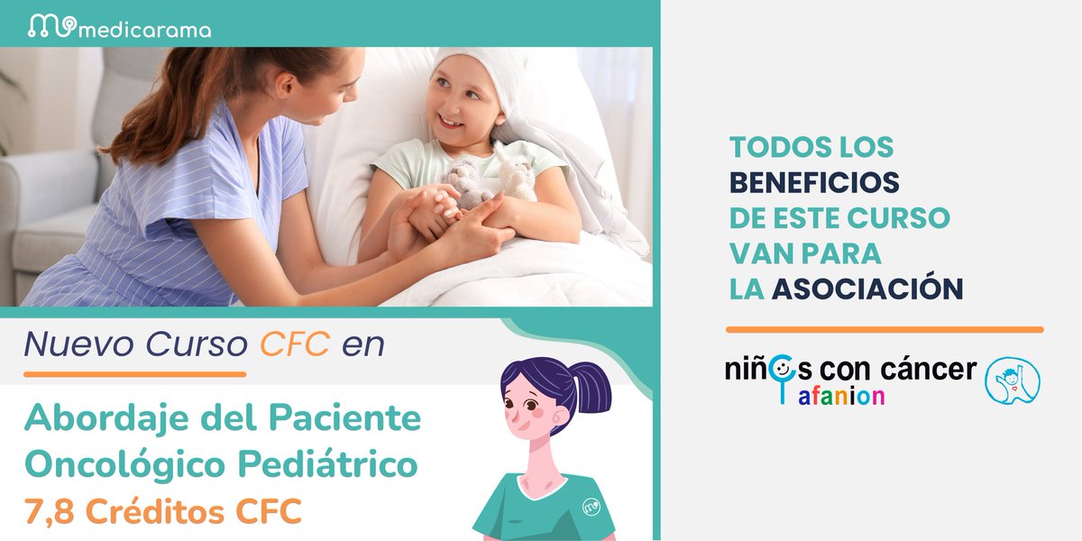 𝗖𝗨𝗥𝗦𝗢 𝗖𝗙𝗖 Abordaje del Paciente Oncológico Pediátrico 
 Sólo por 29€ 
Y si te matriculas ahora, aprovecha el #descuento especial #Verano introduciendo el código: VERANO10 medicarama.com/cursos/ficha/o…