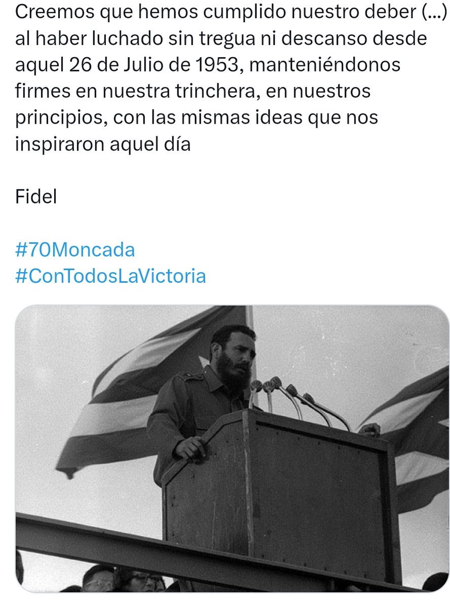 Toscano62110602's tweet photo. #FidelPorSiempre
#FidelInmenso
#FidelEnUnaFrase
#FidelVive
#Moncada70
#CubaCoopera https://t.co/UtzFHKiqMo