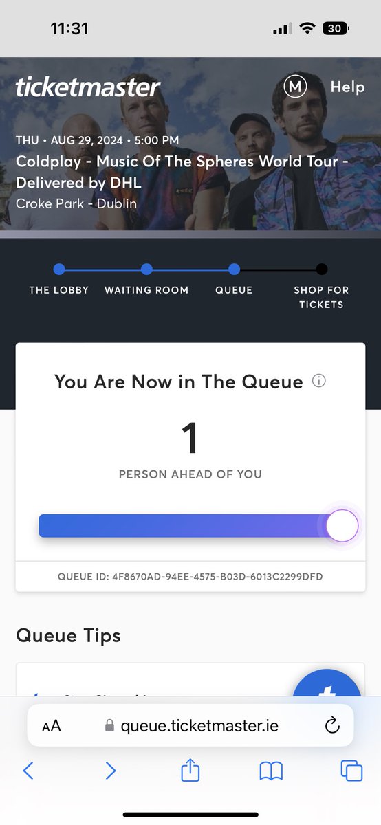 ShellyMurphy_x's tweet photo. @TicketmasterIre waiting over an hour in a queue, get to the top and get kicked out. Joke. #coldplaypresale #Coldplay https://t.co/A0HzzVgP6O