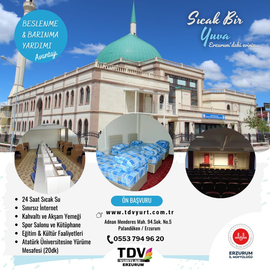 Erzurum Diyanet Gençlik (@diberzurumgenc) on Twitter photo TDV Erzurum Yükseköğretim Erkek ve Kız Yurdu Kayıtları Başlıyor. Bilgi için linke tıklayın 👉👉👉facebook.com/erzurummuftulu… TDV Erzurum Yükseköğretim Erkek ve Kız Yurdu Kayıtları Başlıyor. Bilgi için linke tıklayın 👉👉👉facebook.com/erzurummuftulu…