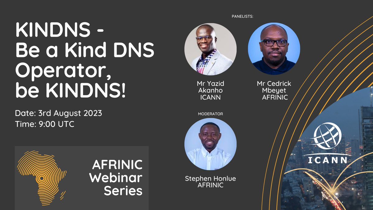 AFRINIC's tweet photo. Improve your DNS security today! Learn to self-evaluate DNS operations, get assessment reports, and adopt best practices for a more secure Internet. Join us to be part of a safer Internet ecosystem. Register now >>https://t.co/N95KPqx9bU

#DNSSEC #DNSSEC #WebinarSeries #AFRINIC https://t.co/vmpPWQhpOG