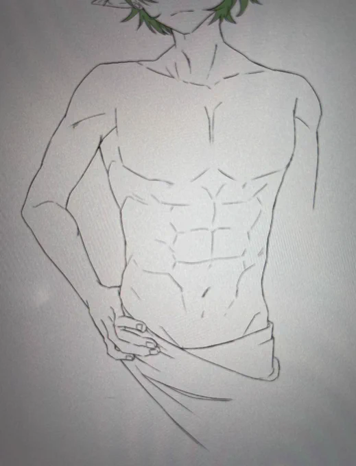 お????? 初めてにしては筋肉上手いのでは????(色んな参考資料を見ながら描いてみてる)