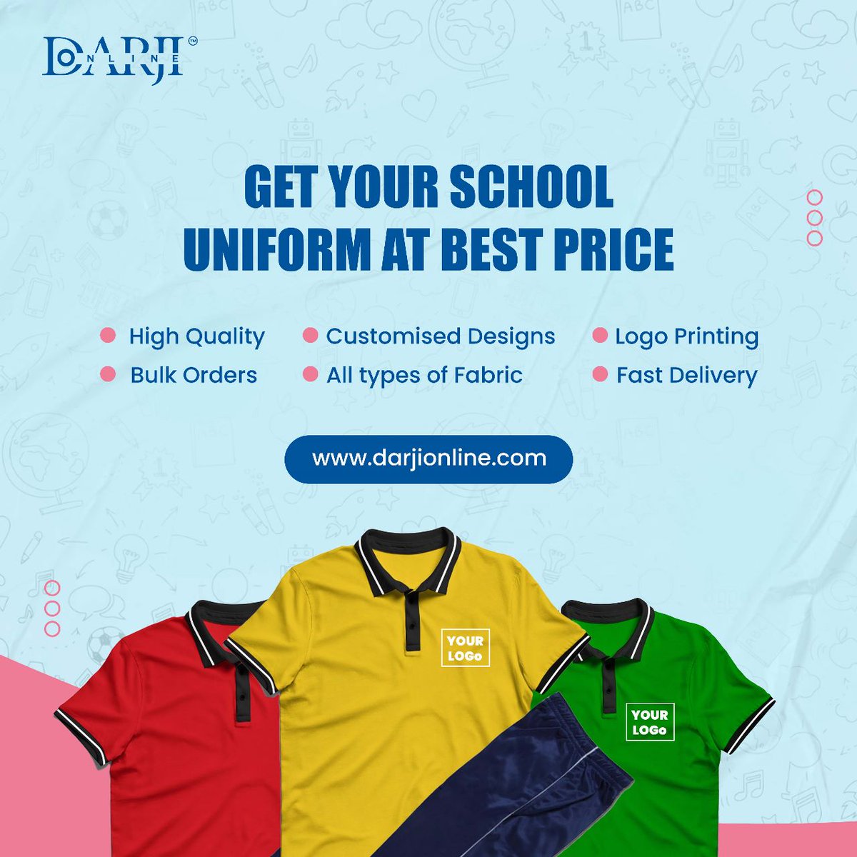 DarjiOnline's tweet photo. π Gear Up for a Stylish School Year! π«π Looking for customised uniforms for your school? Look no further! We've got you covered! πΌ Contact us now to get your personalised uniforms in bulk and make your students stand out in style! πβ¨ #CustomSchoolUniforms #BackToSchool https://t.co/i3iA6oUFIT