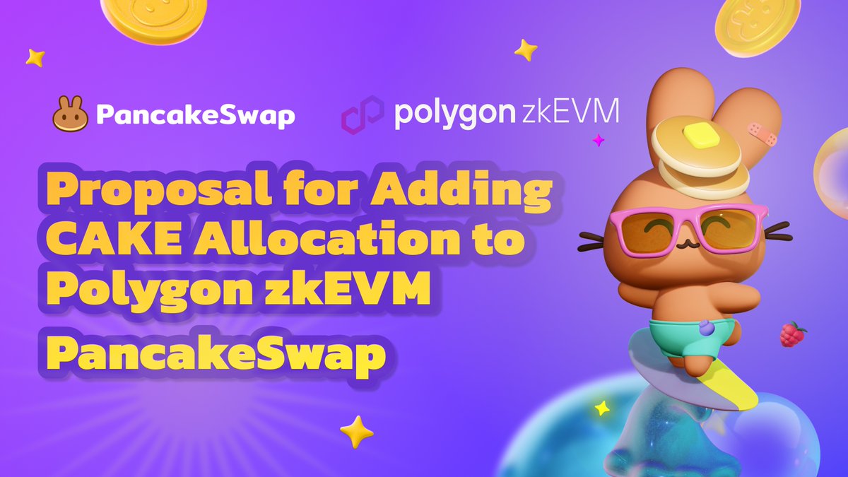 📣 Proposal for Adding CAKE Allocation to Bootstrap Polygon zkEVM Liquidity 💜

🐇 We propose to deploy new farms on Polygon zkEVM to boost the liquidity and provide juicy APRs to Liquidity providers.

⚡️The Kitchen will not increase emissions to enable these farms but will