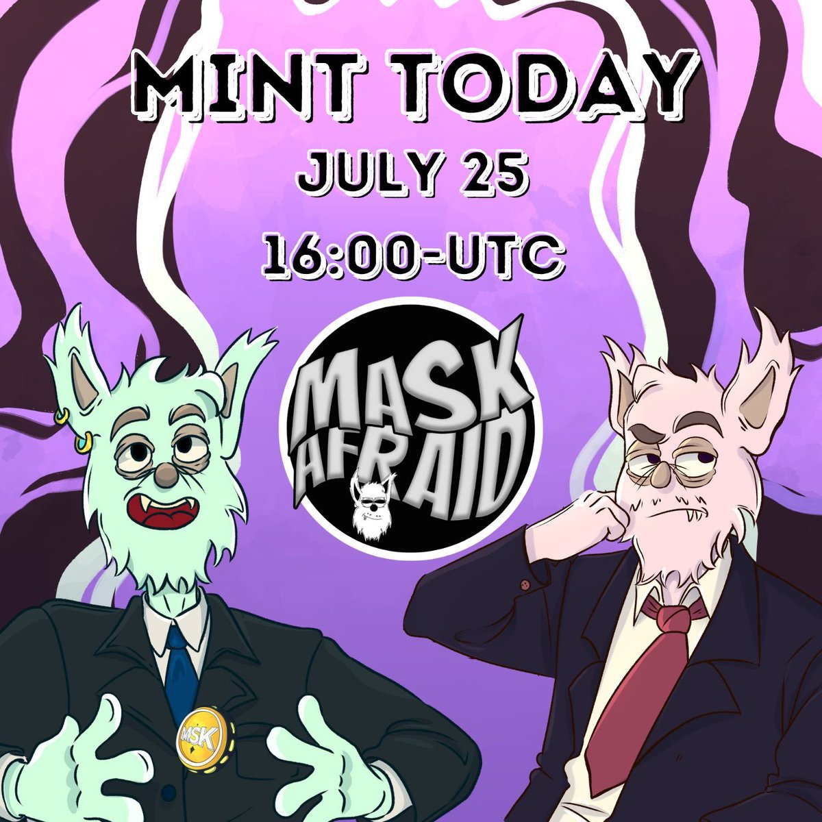 StylishGammer's tweet photo. @SolanaMummy HAPPENING TODAY
 Are you minting @maskafraid NFT? 
happening 16:00-UTC. price: 0.03 ETH.
 Mint at: https://t.co/EaJCoQU2Z5 https://t.co/Dw2zcG5T1G