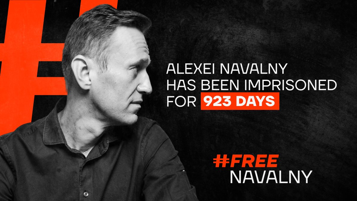 Alexei @navalny has been unlawfully detained in torture conditions for 923 days. Join the #FreeNavalny campaign at free.navalny.com