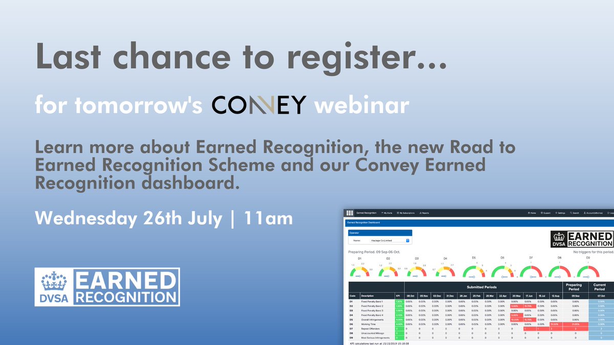 Convey_Tech's tweet image. 🚨 Today is your last chance to register for tomorrow&apos;s webinar! 

SIGN UP HERE ⤵️
events.teams.microsoft.com/event/80d4a85a…

#conveytechnology #conveytech #earnedrecognition #dvsa #dvsaER #fleetmanagement #fleetnews #drivercompliance #vehiclecompliance