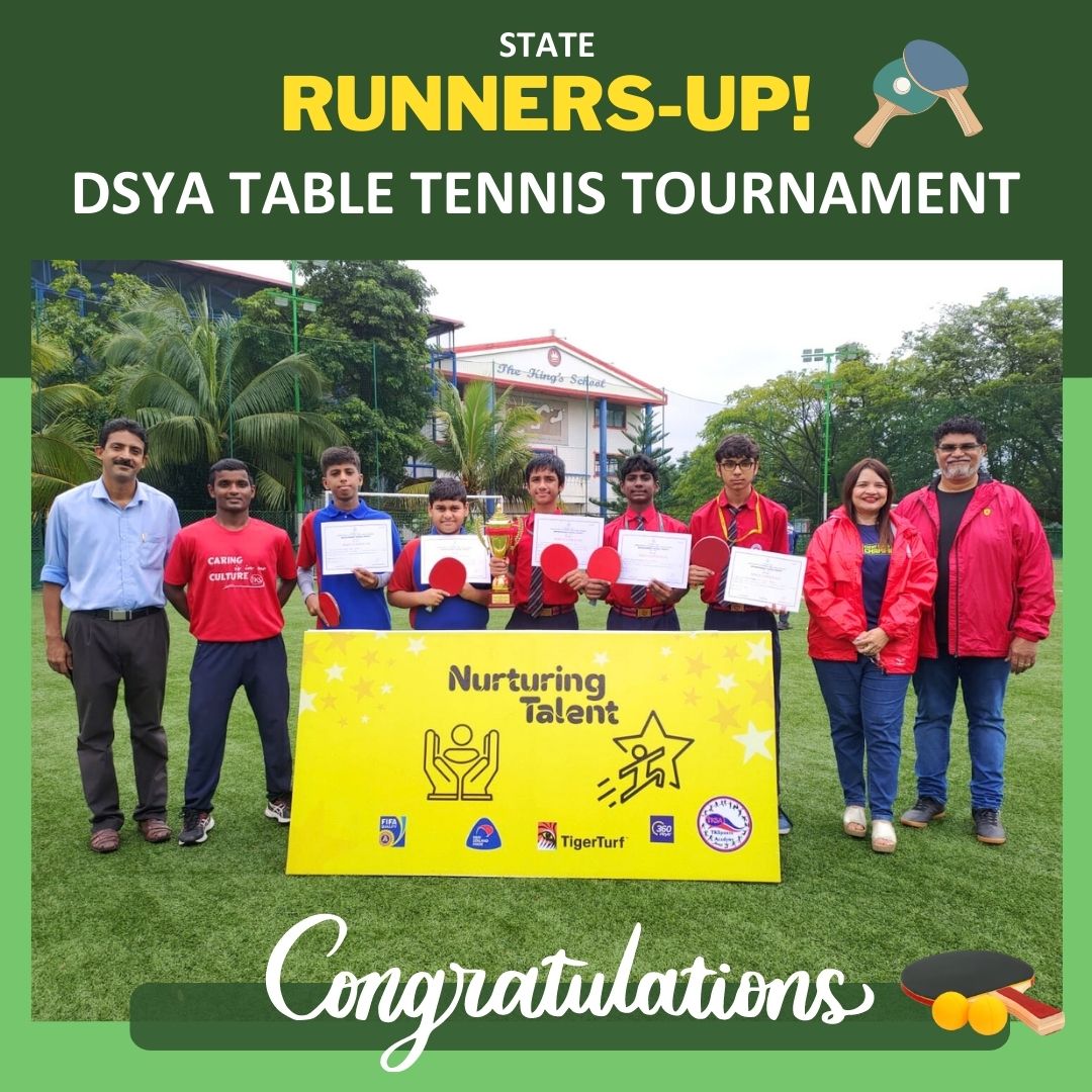 thekingschool's tweet photo. State Runners-Up!! Congratulations to our exceptional U-14 Table Tennis boys team for your outshining performance at The DSYA Table Tennis Tournament. We are very glad as you guys stood top of the list in second place.
#runnerup #tabletennis #players #dsya #tksgoa #studentlife https://t.co/9bSA43KCGw