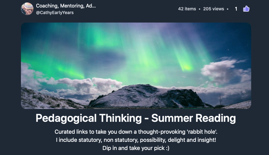 CathyEarlyYears's tweet image. Wondering about Summer Reading? Try this curated mix of early years &amp;amp; pedagogy. Enjoy dipping in.  With thanks to all the writers who are included in this #pedagogicalthinking collection. #SummerRs #EYTagteam 
wakelet.com/wake/_DEMsRmq9…