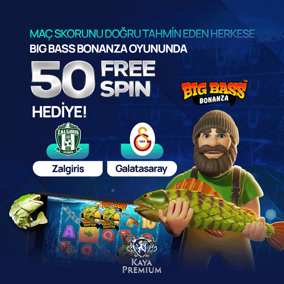 📣 #KayaPremium'dan Günün Etkinliği! ⚽️ #Zalgiris 🆚 #Galatasaray ❔ Maç Skorunu Doğru Tahmin Eden Herkese, Big Bass Bonanza Oyununda Geçerli 50 Freespin hediye..! ⚡️ Bizi takip et, RT yap, 3 arkadaşını etiketle verilen formu eksiksiz doldur ✍️Form: rebrand.ly/kaya2507…