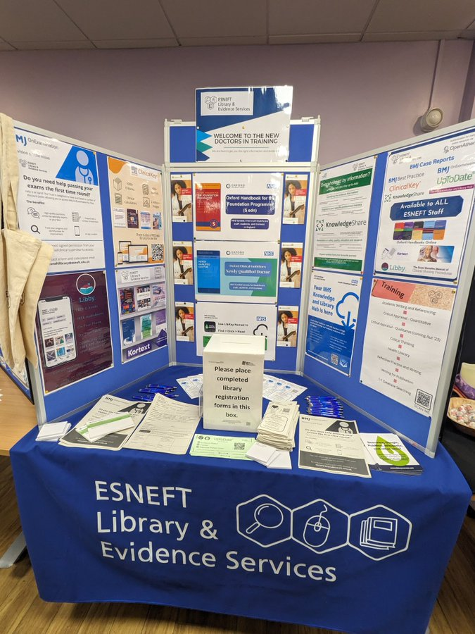 ESNEFTLib's tweet photo. Its that time of year again! 😄
Janet and Agi are welcoming all the new Jr Doctors at Ipswich today. Make sure you go find them and see how the library can support your training.
@Team_ESNEFT
#Newdoctors #Jrdoctors #Foundation #NHSlibs https://t.co/cHm9Dw3SoQ