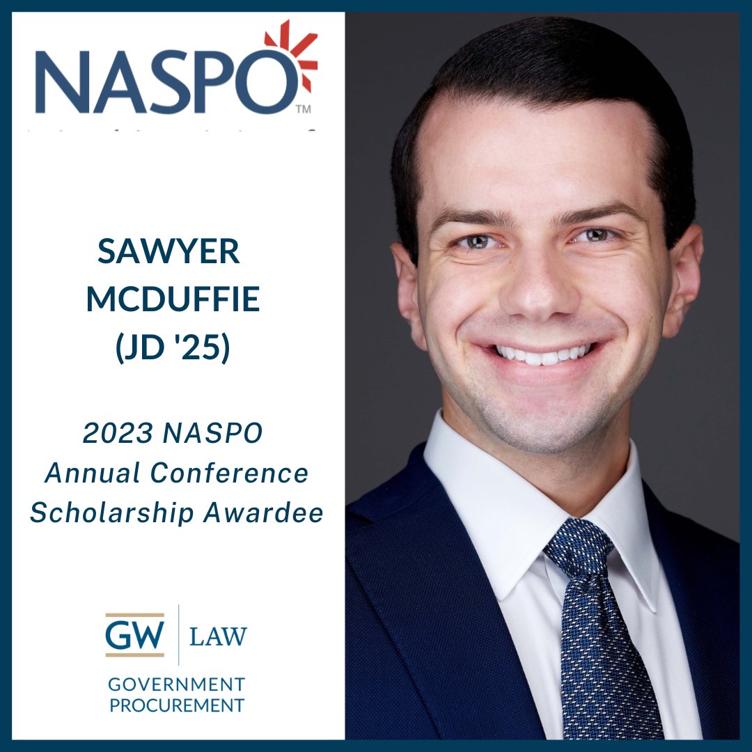 Please join us in congratulating GW Law student, Sawyer Mcduffie (JD '25) - the 2023 NASPO Annual Conference Scholarship Awardee! Thank you to NASPO for generously sponsoring Sawyer's attendance at their annual conference in Atlanta, GA.