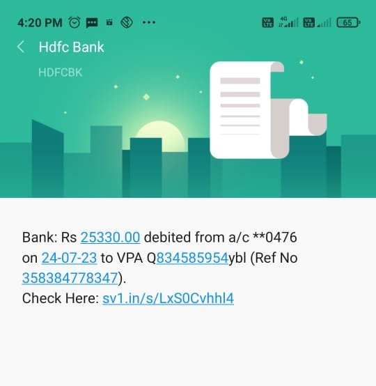 Jena52Kumar's tweet photo. @HDFC_Bank @HDFCBank_Cares 
I got this below text sms regarding amount deducted from my a/c. This is fraud sms, which have HDFC origin logo &amp; from previous sms link. Are you aware about this ? https://t.co/VpJKr0ITSn