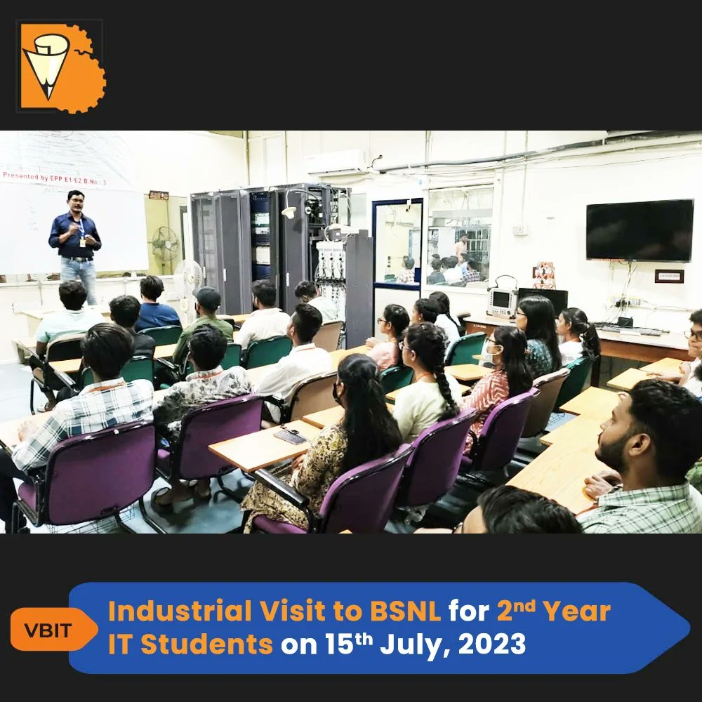 VBITHYD's tweet photo. Our 2nd Year IT Students' Industrial Visit to BSNL was a resounding success! A huge thanks to BSNL for hosting us and providing valuable insights into the world of telecommunications.
#VBIT #IndustrialVisit #Technologies #BSNL #IT #Telecommunications #Event #LiveDemonstrations https://t.co/Q46kw0DEEd