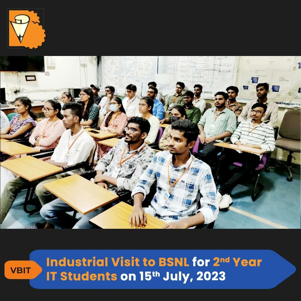 VBITHYD's tweet photo. Our 2nd Year IT Students' Industrial Visit to BSNL was a resounding success! A huge thanks to BSNL for hosting us and providing valuable insights into the world of telecommunications.
#VBIT #IndustrialVisit #Technologies #BSNL #IT #Telecommunications #Event #LiveDemonstrations https://t.co/Q46kw0DEEd